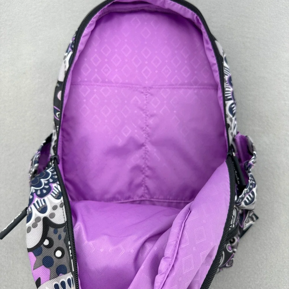 Vera Bradley Heather Small Backpack Purple Grey Floral Paisley Zippered Bag